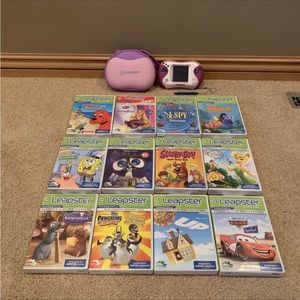 Leapster 2 Handheld Learning System Pink + Case + 12 Games Lot School *W…